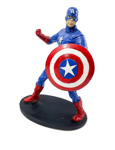 Personagem Filme Capitão America Pequeno C/ Escudo Em Resina