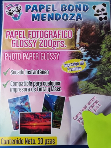 Papel Fotográfico Glossy De 200gr 50 Hojas Tamaño Carta