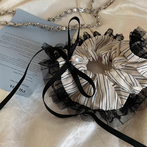 Diadema Elástica De Doble Capa Con Lazo De Encaje Coreano