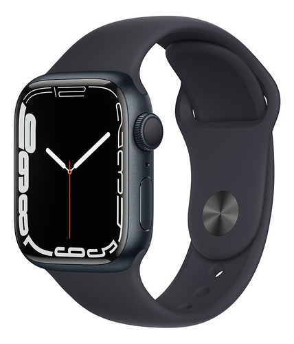 Imagen 2 de 6 de Apple Watch Series 7 (GPS, 41mm) - Caja de aluminio color azul medianoche - Correa deportiva azul medianoche