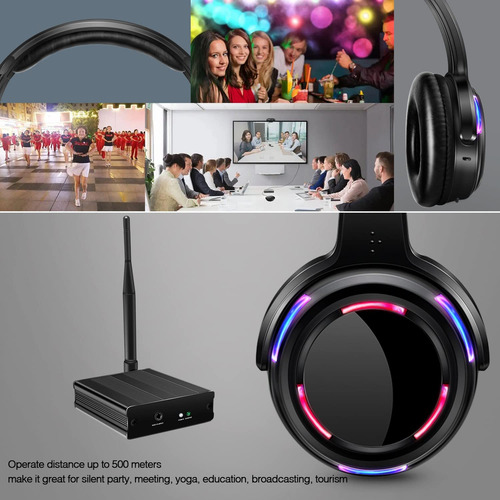 Auriculares Inalámbricos Silent Disco Led Con Luz Intermiten