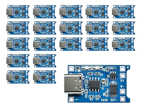 20pcs Tp4056 Tipo-c Interfaz De Entrada Usb 5v 1a Cargador D