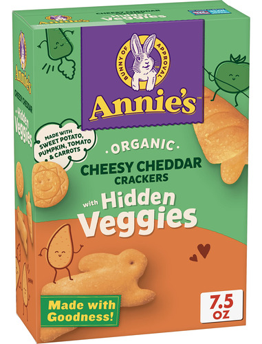 Annie's Hidden Veggie Cheddar Crackers, 7.5 Onzas