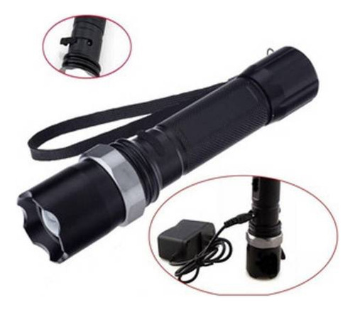 Kit Linterna Led Metálica Recargable Zoom Resistente Al Agua