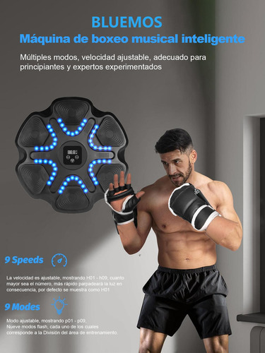 Máquina De Boxeo Karate Musical Bluetooth Inteligente Color Azul Multimodal Máquina De Boxeo Karate Musical Bluetooth Inteligente Guantes De Medio Dedo Incluidos