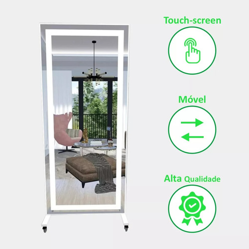 Espelho Grande Móvel P/ Quarto Pequeno Luz Led Corpo Inteiro