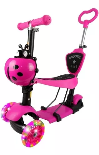 Scooter Niña Ex Unicornio Rosa Luz Led De 3-10 Años O 45 Kg