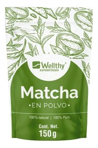 Matcha En Polvo 150g 100% Natural Wellthy Super Foods