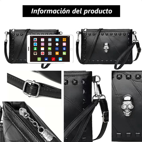 Bandoleros Gótico Tipo Sobre Bolso De Calavera Punk , Mujer Negro Bolso Bandolera Mujer,bags,bolsa Antirrobo Mujer,bolsas Mujer,croosboddy Mujer,bolsa Dama Crossbody,crossbody,bolsos Níquel Negro