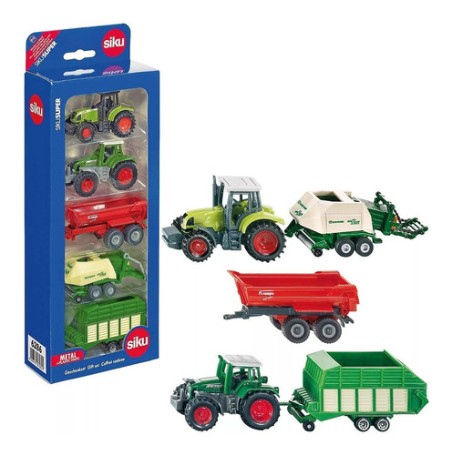 Set Tractores Fendt + Claas + 3 Maquinas Agricolas Siku 6286