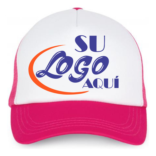 Gorras Trucker Personalizada Con Tu Logo O Imagen Aqui V2 Fucsia Frente Blanco Unica Lisa