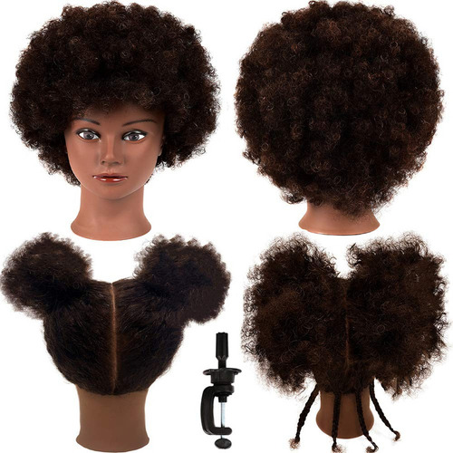 Cabeza De Maniquí Africano Con Cabello 100% Humano, Cosmetol