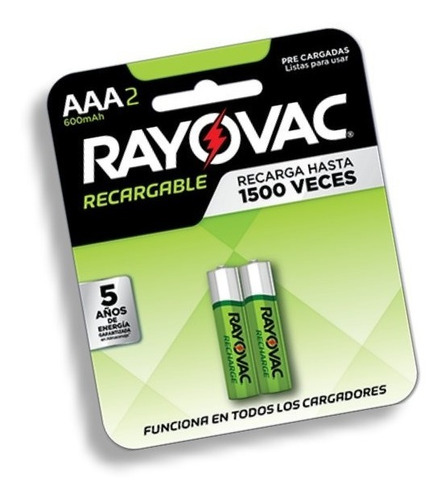 Pilas Recargables Aaa Rayovac 2 Unidades 600mah