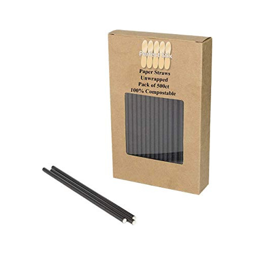 Perfectware 7.75 Black Paper Straw Un *******  Paja De Papel