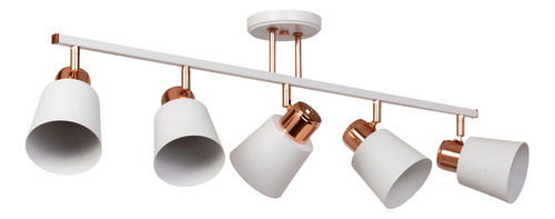 Aplique Spot Riel 5 Luces Pepa Vintage Movil E-27 Apto Led F Estructura Blanco/cobre