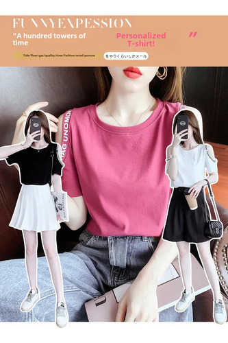 Camiseta De Algodón Con Hombros Descubiertos Top De Verano D