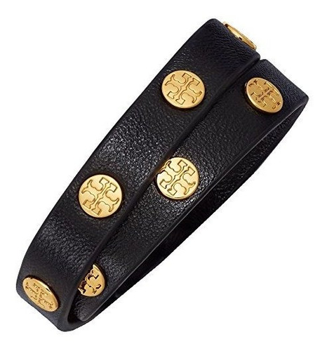 Tory Burch Pulsera Del Abrigo De Cuero Doble Logo Tb Con Cla