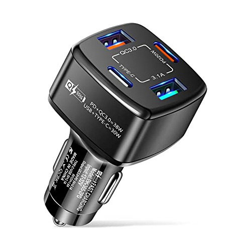 Cargador De Coche Usb C, 38w Carga Rápida Pd Y Qc3.0 4...