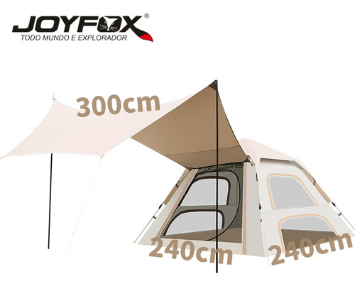 Barraca Grande De Camping Automatica Impermeavel 4 Pessoas 240*240*154cm Joyfox Com 330*270cm Tenda Gazebo