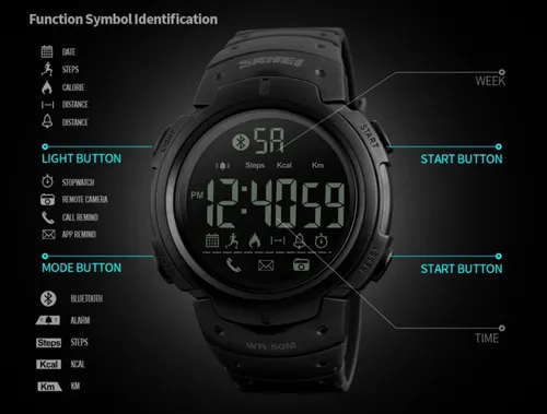 Reloj Skmei 1301 Bluetooth Cronometro Podometro Distancia