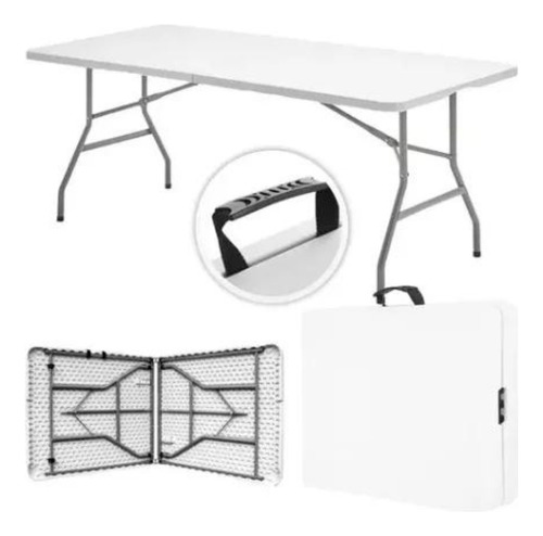Mesa plegable portátil Otra Volta 180 cm de plástico color blanco