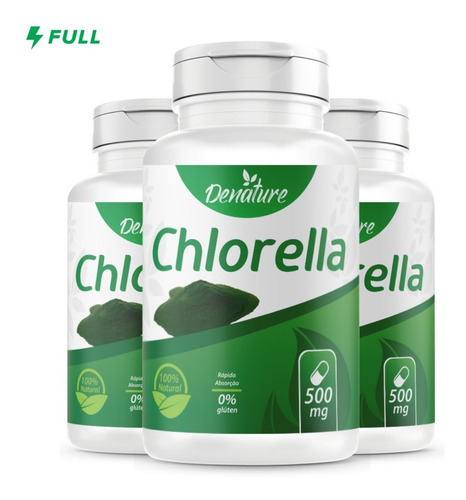 Imagem 1 de 4 de 3x Chlorella 500mg 100 Cápsulas Denature - Clorela