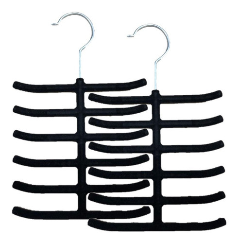 Set X 2 Perchas Tercipelo Accesorios Cinturones Organizador Color Negro