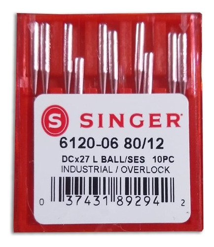Agulha Singer 6120-06 Dcx27 Overlock Industrial - 10 Unid. Cor 80-12
