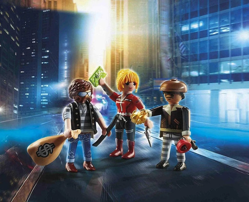 Imagen 4 de 8 de Playmobil 70670 City Action 3 Figuras Ladrones 13 Pzs Intek