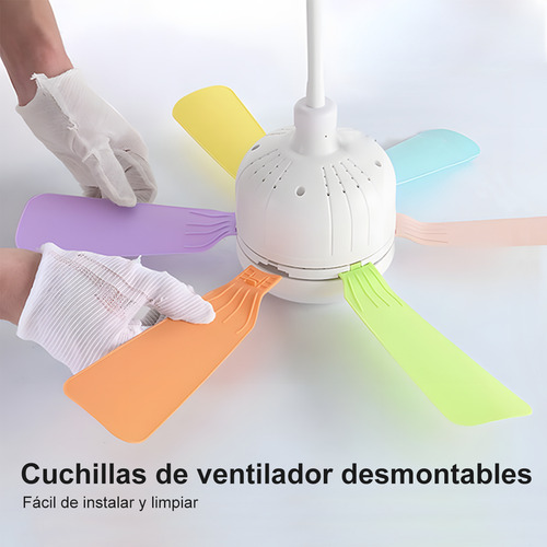 Ventilador de Techo con Luz LED y Control Remoto, 6 Aspas Silencioso - 3 Velocidades, Ahorro Energético, Fácil Instalación para Sala/Dormitorio/Interior