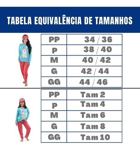 Pijama Mãe E Filha Lhama De Inverno Frio Brinde Tapa Olho
