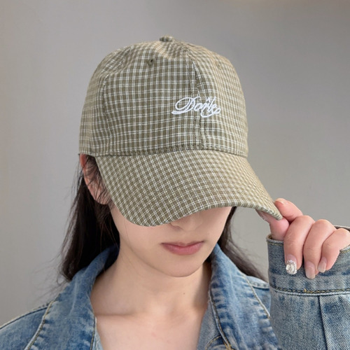 Gorra De Béisbol Unisex Verde A Cuadros Con Protección Solar