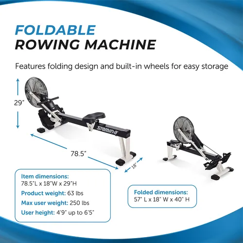 Stamina Air Rower - Máquina De Remo Con Aplicación De Ent.