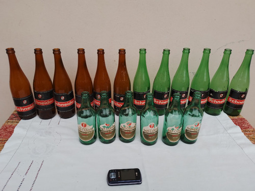 Lote 18 Antiguas Botellas Cerveza San Carlos Y Schneider 