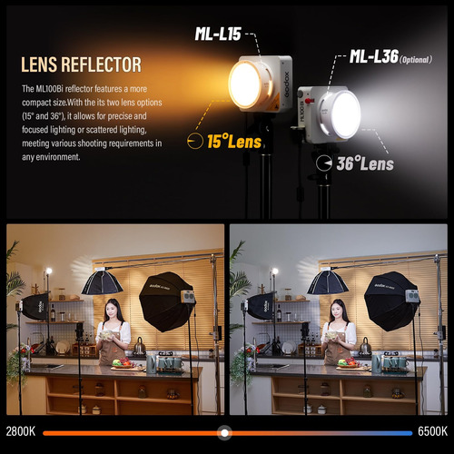 Luz De Vídeo Led Cob Ml100bi 100w,6500k Max Con Mini Trípode