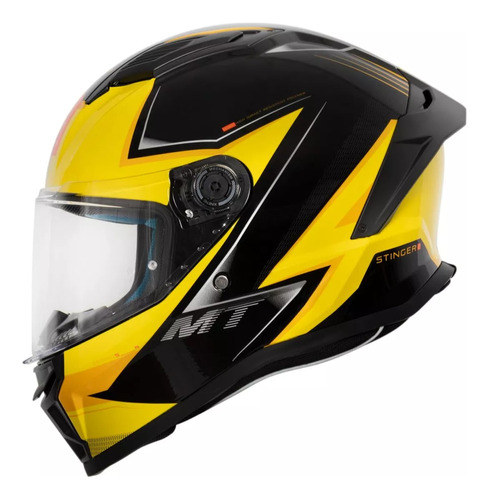 Capacete Fechado Mt Stinger 2 Sr B13 Preto Amarelo Brilhante