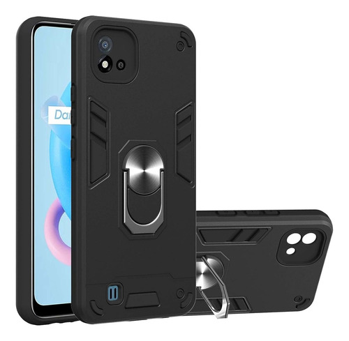 Funda Case Para Realme C11 2021 Con Anillo Metálico Negro