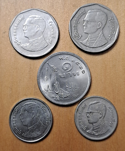 Tailandia X 5 Monedas Incluye 1 Bath 1977 Exc. Distintas 