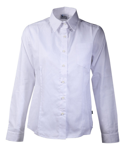 Camisa Oxford Blanco Algodon Dama Bolsillo Uniforme