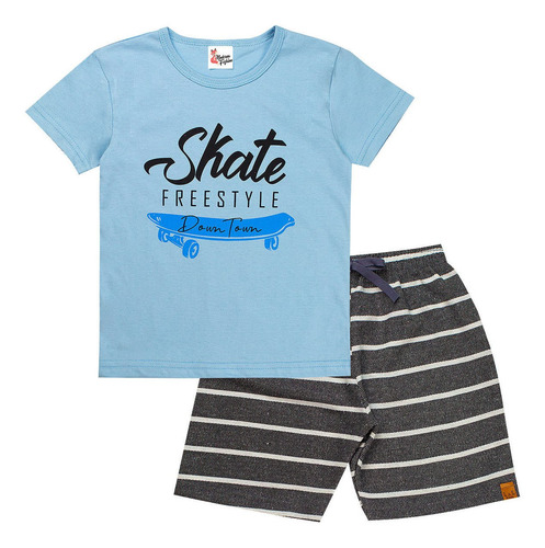 Imagem 8 de 10 de Roupas Meninos Kit 5 Conjuntos Verão Camiseta E Bermudas