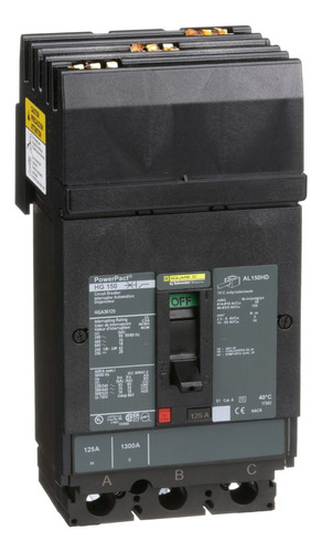 Hga36125 Circuit Breaker, Powerpact H, 125a, 3 Pole, 600vac