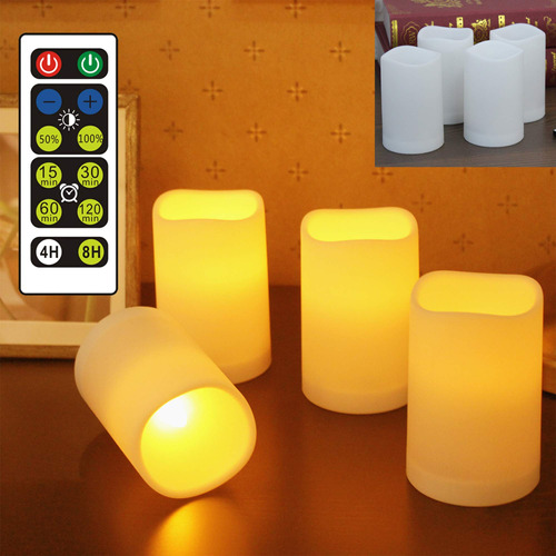 Wralwayslx 4 Velas Led Parpadeantes De Plstico, Sin Llama, (