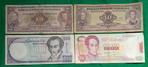 4 Billete Antiguo De Venezuela, Incluye Cara Volteada.