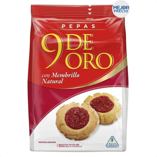 Galletitas Pepas 9 De Oro Con Membrillo Natural 380 Grs