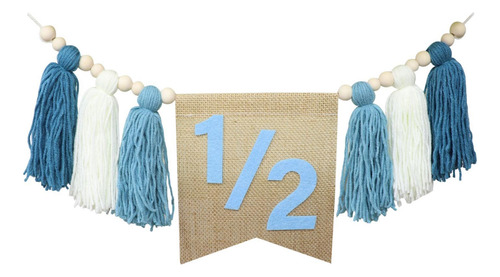 Banner De 6 Meses Bannel Tassel Bandeo Decoración De Azul