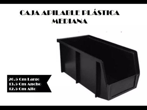 Caja Apilable Negro Tipo Organizador Plástico Al Mayor 