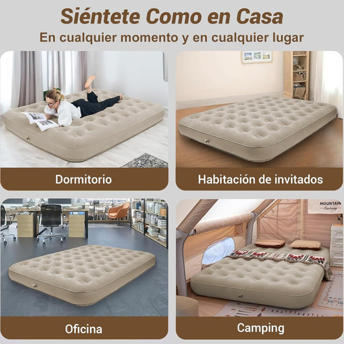 Colchon Inflable Queen Size Inflador Electr Ico Incorporado Marrón