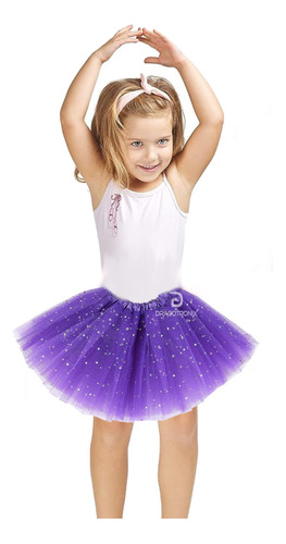 Tutú Escarchado Glitter Niña Falda Ballet Disfraz 7color Mnr