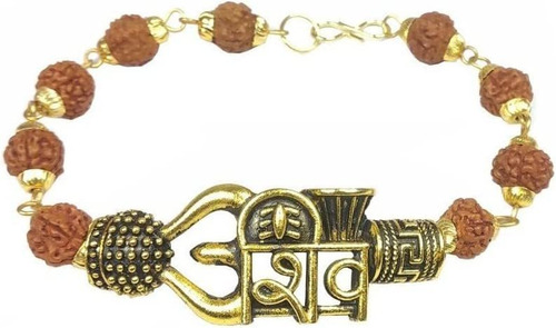 Rudraksha Pulsera Tirshul Rudraksh Pulsera Plata Kada P...