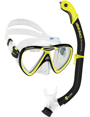 Kit De Mergulho Máscara Snorkel Ikarus Semidry Cressi